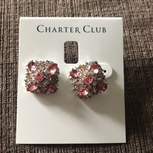 Silver and pink flower earrings